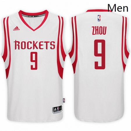Houston Rockets 9 Zhou Qi Home White New Swingman Stitched NBA J