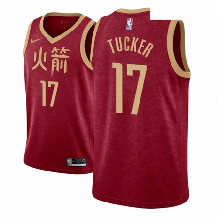 Men NBA 2018 19 Houston Rockets 17 P J Tucker City Edition Red J