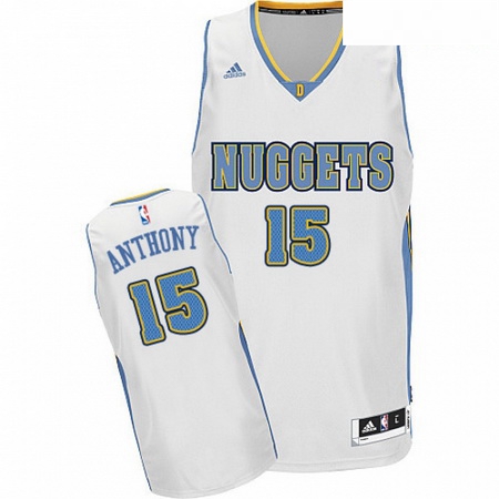 Mens Adidas Denver Nuggets 15 Carmelo Anthony Swingman White Hom