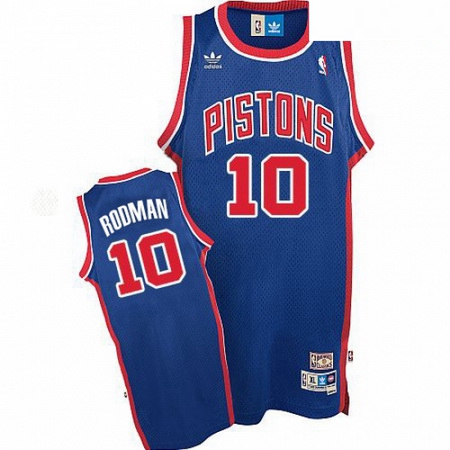Mens Adidas Detroit Pistons 10 Dennis Rodman Swingman Blue Throw