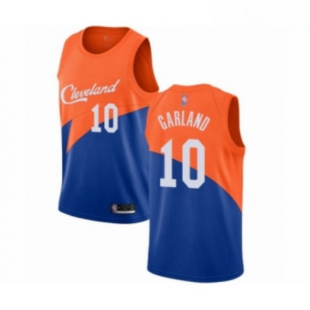 Mens Cleveland Cavaliers 10 Darius Garland Authentic Blue Basketball Jersey City Edition