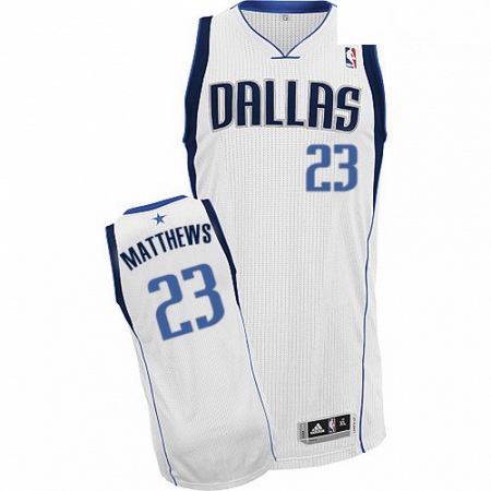 Mens Adidas Dallas Mavericks 23 Wesley Matthews Authentic White Home NBA Jersey