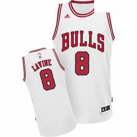 Mens Adidas Chicago Bulls 8 Zach LaVine Swingman White Home NBA 