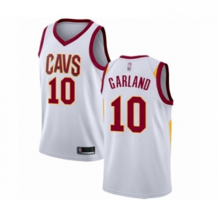 Mens Cleveland Cavaliers 10 Darius Garland Authentic White Basketball Jersey Association Edition