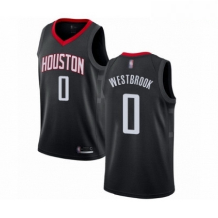 Mens Houston Rockets 0 Russell Westbrook Authentic Black Basketball Jersey Statement Edition