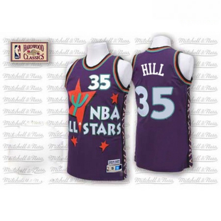 Mens Adidas Detroit Pistons 35 Grant Hill Swingman Purple 1995 A