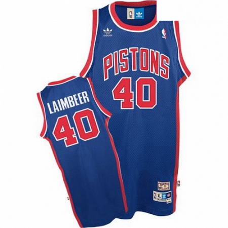 Mens Adidas Detroit Pistons 40 Bill Laimbeer Authentic Blue Thro