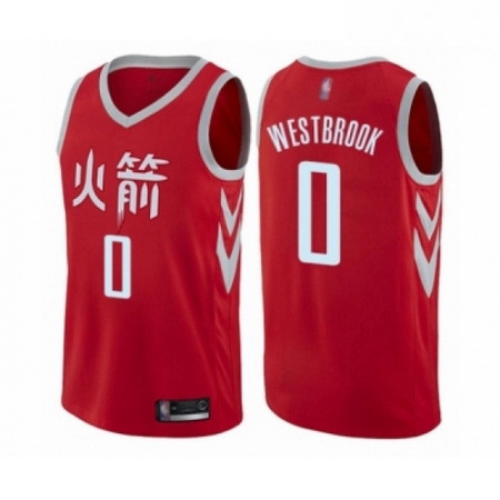Mens Houston Rockets 0 Russell Westbrook Authentic Red Basketbal