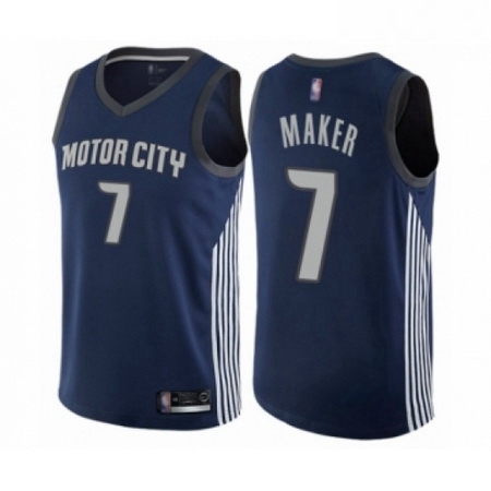 Mens Detroit Pistons 7 Thon Maker Authentic Navy Blue Basketball Jersey City Edition