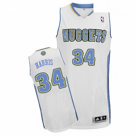 Mens Adidas Denver Nuggets 34 Devin Harris Authentic White Home NBA Jersey