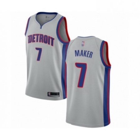 Mens Detroit Pistons 7 Thon Maker Authentic Silver Basketball Jersey Statement Edition