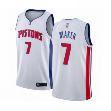 Mens Detroit Pistons 7 Thon Maker Authentic White Basketball Jersey Association Edition