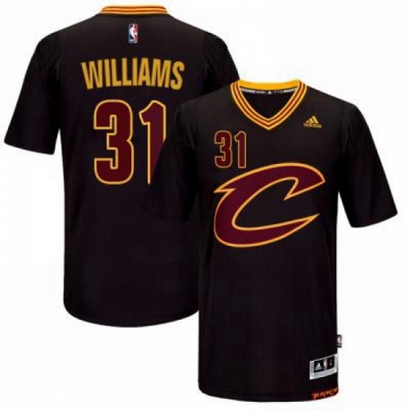 Mens Cleveland Cavaliers 31 Deron Williams adidas Black Sleeved Player Swingman Jersey