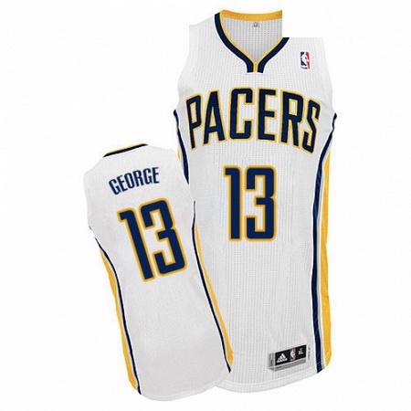 Mens Adidas Indiana Pacers 13 Paul George Authentic White Home N