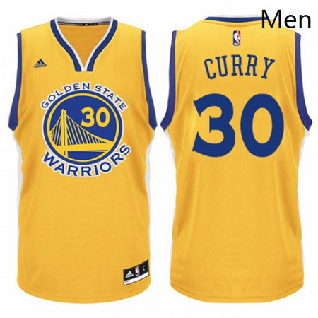 Mens Adidas Golden State Warriors 30 Stephen Curry Authentic Gold NBA Jersey