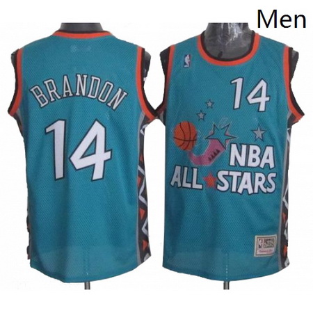 Mens Mitchell and Ness Cleveland Cavaliers 14 Terrell Brandon Authentic Light Blue 1996 All Star Thr