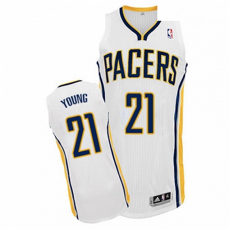 Mens Adidas Indiana Pacers 21 Thaddeus Young Authentic White Home NBA Jersey