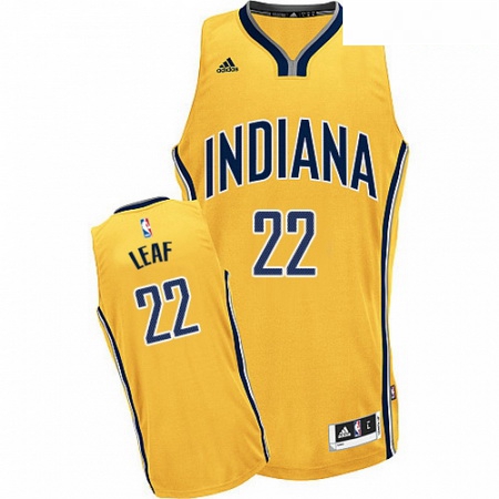 Mens Adidas Indiana Pacers 22 T J Leaf Swingman Gold Alternate NBA Jersey