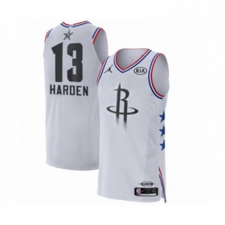 Mens Jordan Houston Rockets 13 James Harden Authentic White 2019