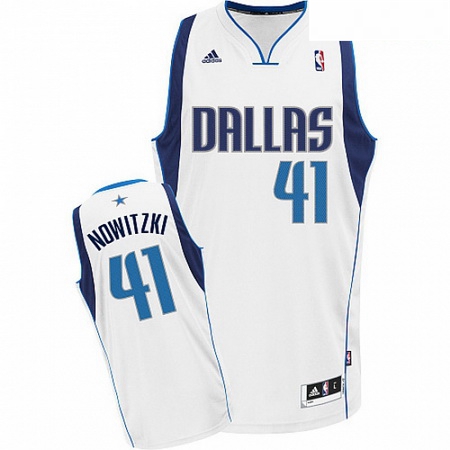 Mens Adidas Dallas Mavericks 41 Dirk Nowitzki Swingman White Home NBA Jersey