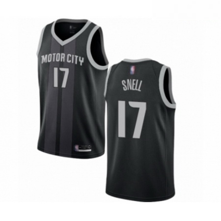 Mens Detroit Pistons 17 Tony Snell Authentic Black Basketball Je