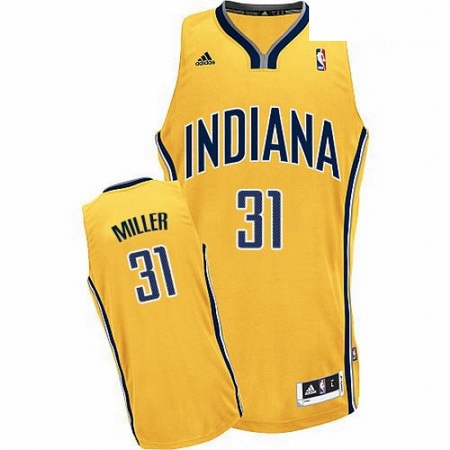 Mens Adidas Indiana Pacers 31 Reggie Miller Swingman Gold Alternate NBA Jersey