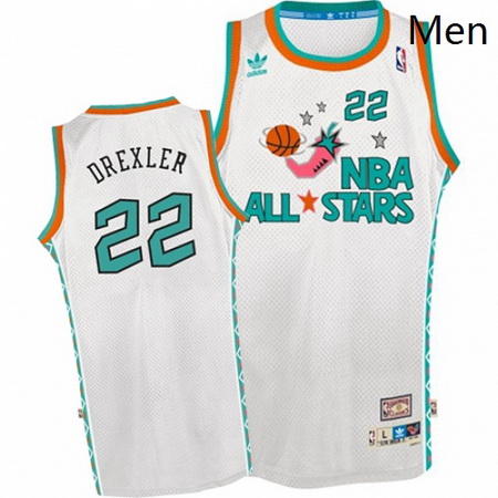 Mens Mitchell and Ness Houston Rockets 22 Clyde Drexler Authentic White 1996 All Star Throwback NBA 