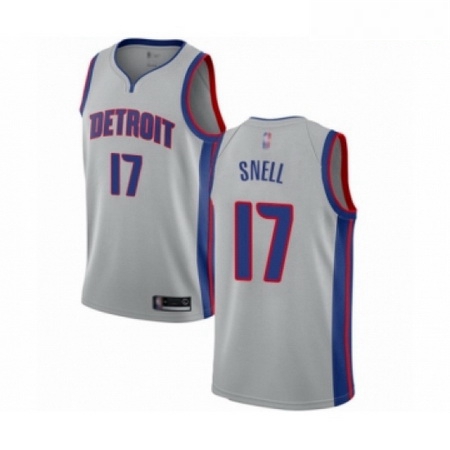 Mens Detroit Pistons 17 Tony Snell Authentic Silver Basketball J