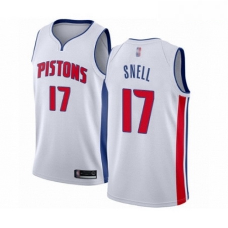 Mens Detroit Pistons 17 Tony Snell Authentic White Basketball Jersey Association Edition