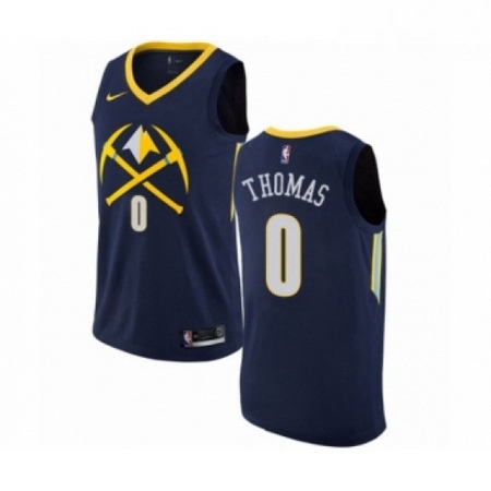 Mens Nike Denver Nuggets 0 Isaiah Thomas Swingman Navy Blue NBA Jersey City Edition