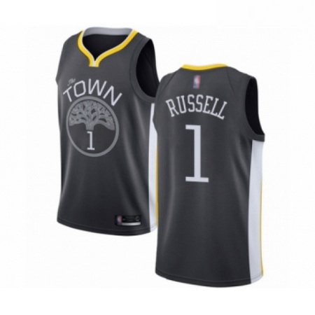 Mens Golden State Warriors 1 DAngelo Russell Authentic Black Basketball Jersey Statement Edition