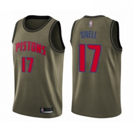 Mens Detroit Pistons 17 Tony Snell Swingman Green Salute to Service Basketball Jersey