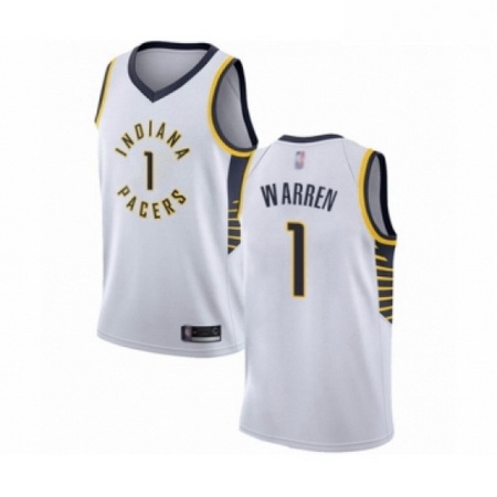 Mens Indiana Pacers 1 TJ Warren Authentic White Basketball Jerse