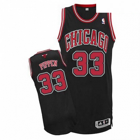 Mens Adidas Chicago Bulls 33 Scottie Pippen Authentic Black Alte
