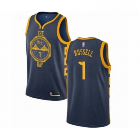 Mens Golden State Warriors 1 DAngelo Russell Authentic Navy Blue Basketball Jersey City Edition