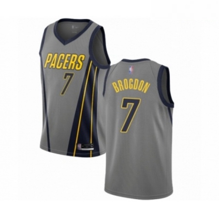 Mens Indiana Pacers 7 Malcolm Brogdon Authentic Gray Basketball 