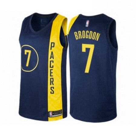 Mens Indiana Pacers 7 Malcolm Brogdon Authentic Navy Blue Basket