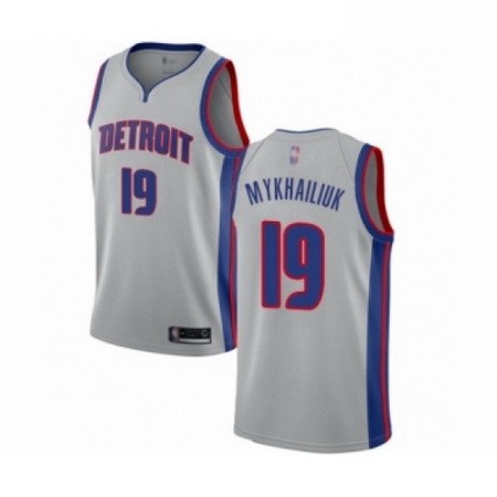 Mens Detroit Pistons 19 Sviatoslav Mykhailiuk Authentic Silver B