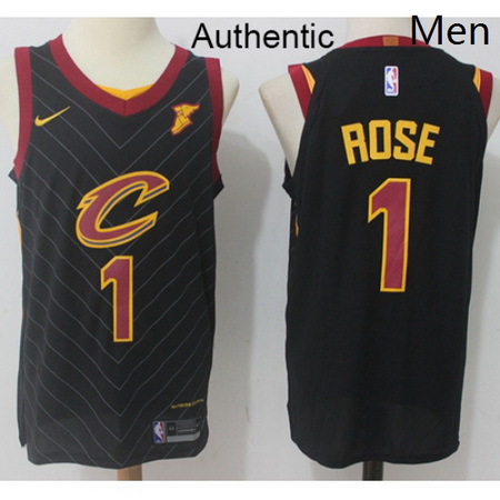 Mens Nike Cleveland Cavaliers 1 Derrick Rose Black NBA Authentic Statement Edition Jersey