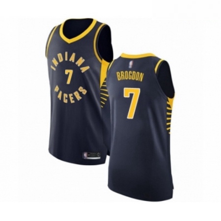 Mens Indiana Pacers 7 Malcolm Brogdon Authentic Navy Blue Basketball Jersey Icon Edition