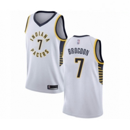 Mens Indiana Pacers 7 Malcolm Brogdon Authentic White Basketball