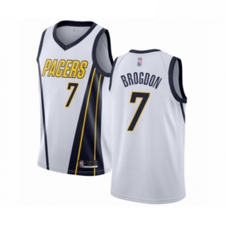 Mens Indiana Pacers 7 Malcolm Brogdon White Swingman Jersey Earned Edition