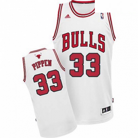 Mens Adidas Chicago Bulls 33 Scottie Pippen Swingman White Home 