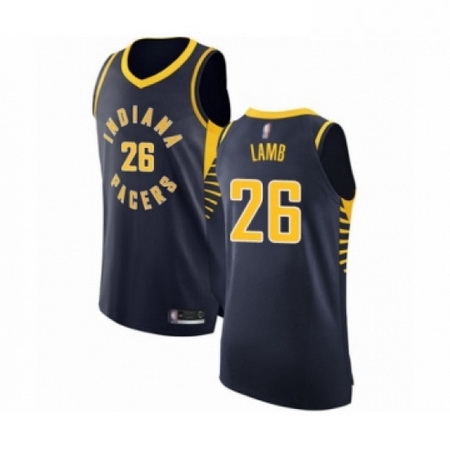 Mens Indiana Pacers 26 Jeremy Lamb Authentic Navy Blue Basketball Jersey Icon Edition