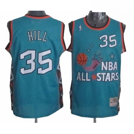 Mens Mitchell and Ness Detroit Pistons 35 Grant Hill Authentic Light Blue 1996 All Star Throwback NB