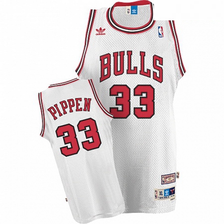 Mens Adidas Chicago Bulls 33 Scottie Pippen Swingman White Throw