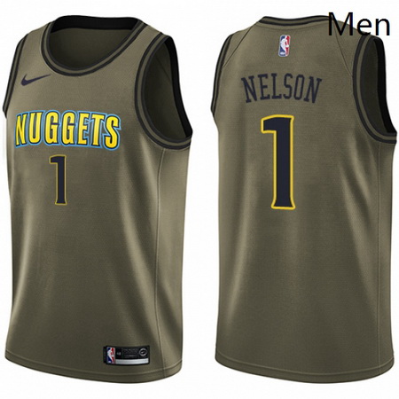 Mens Nike Denver Nuggets 1 Jameer Nelson Swingman Green Salute to Service NBA Jersey