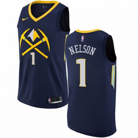 Mens Nike Denver Nuggets 1 Jameer Nelson Swingman Navy Blue NBA Jersey City Edition
