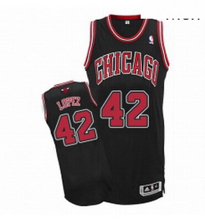 Mens Adidas Chicago Bulls 42 Robin Lopez Authentic Black Alterna