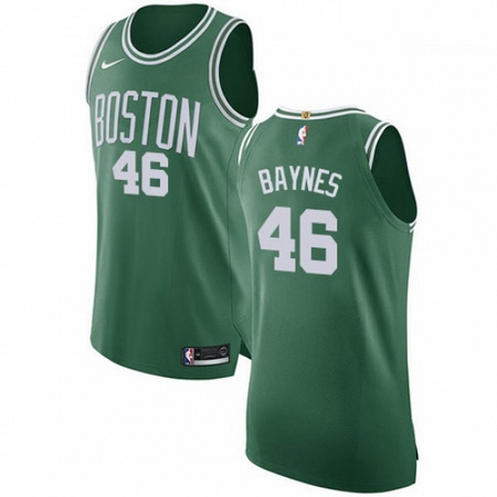Mens Nike Boston Celtics 46 Aron Baynes Authentic GreenWhite No Road NBA Jersey Icon Edition